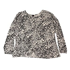 Lee Women's 3X Black White Animal Print Twist Front Long Sleeve Top